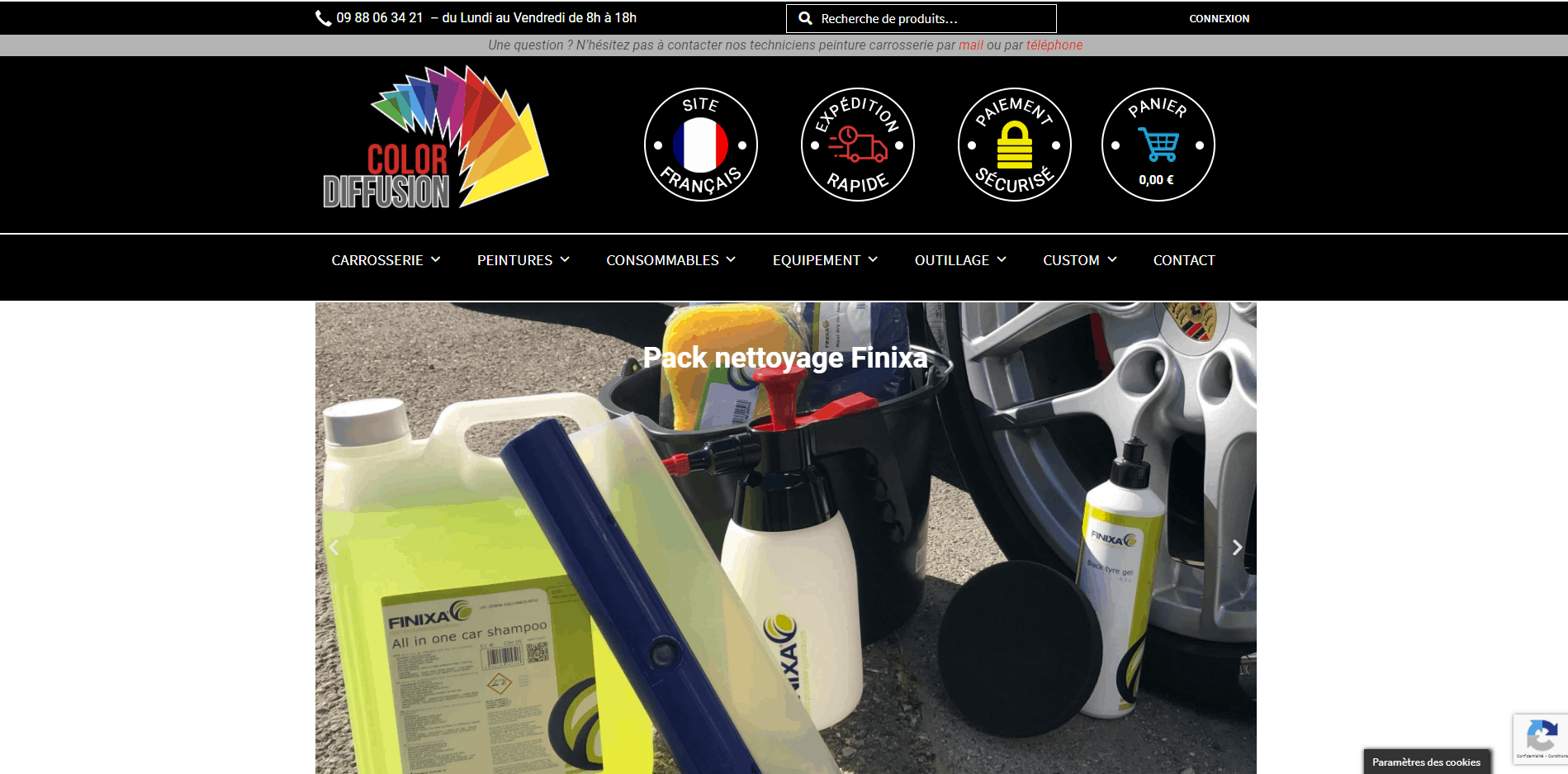 Site internet Paris Lyon - référencement naturel SEO, présentation des produits lavants pour carrosserie