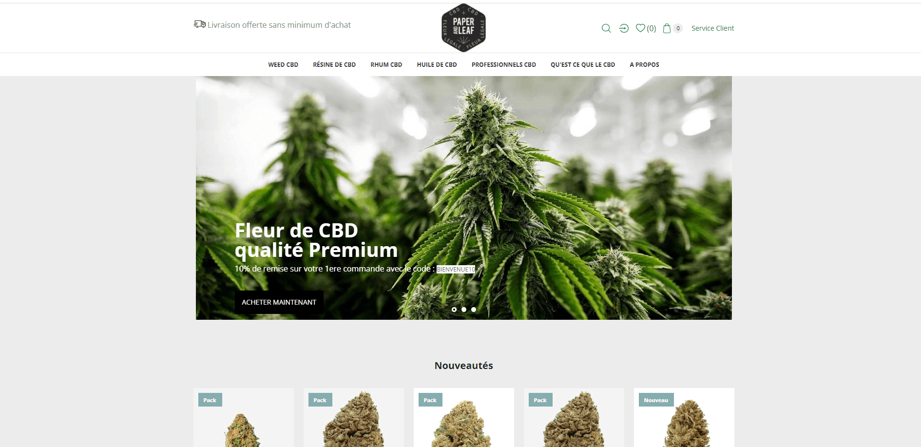Site internet Paris Lyon - référencement naturel SEO, plants de CBD