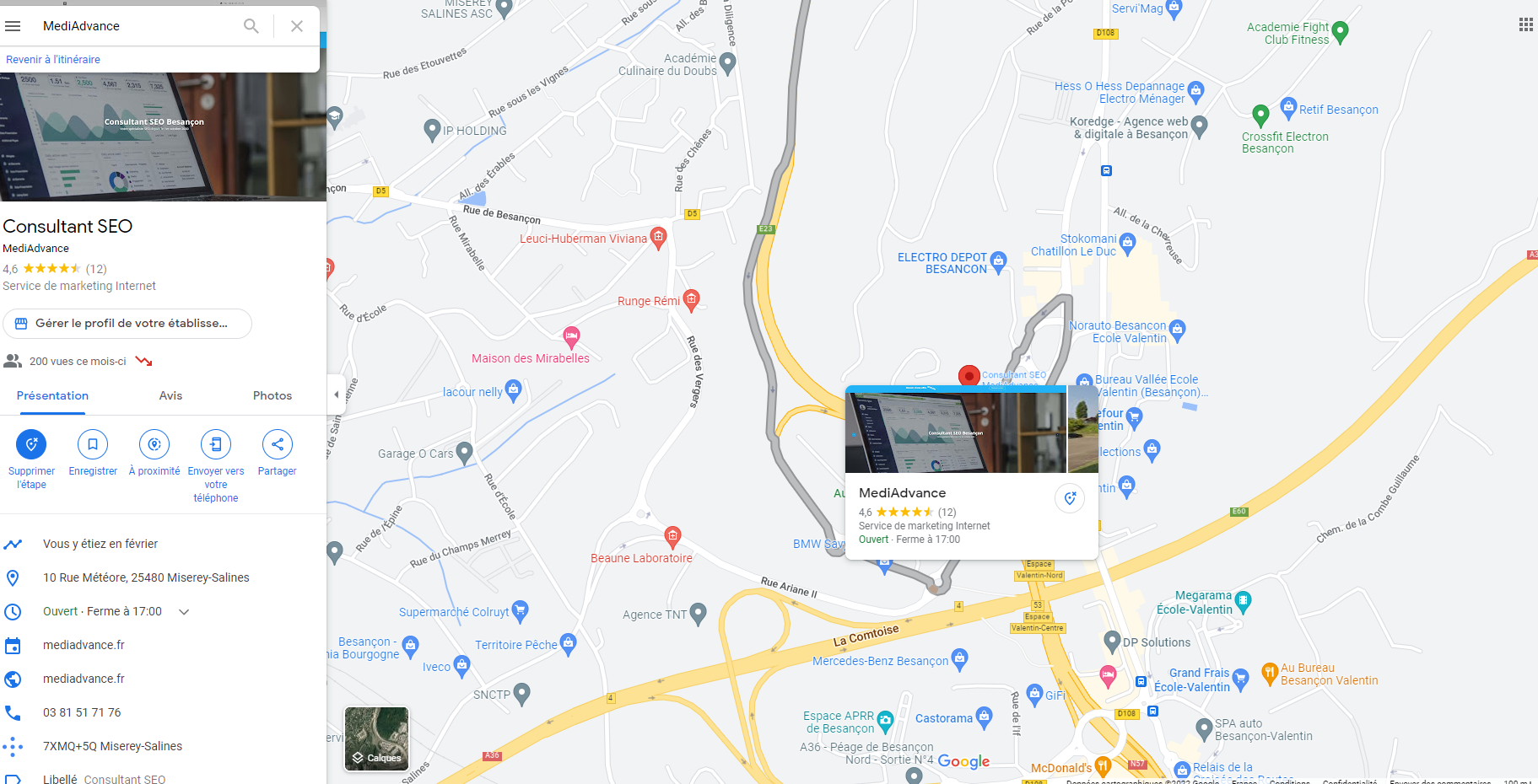 Référencement Google - Pack local carte interactive Mediadvance